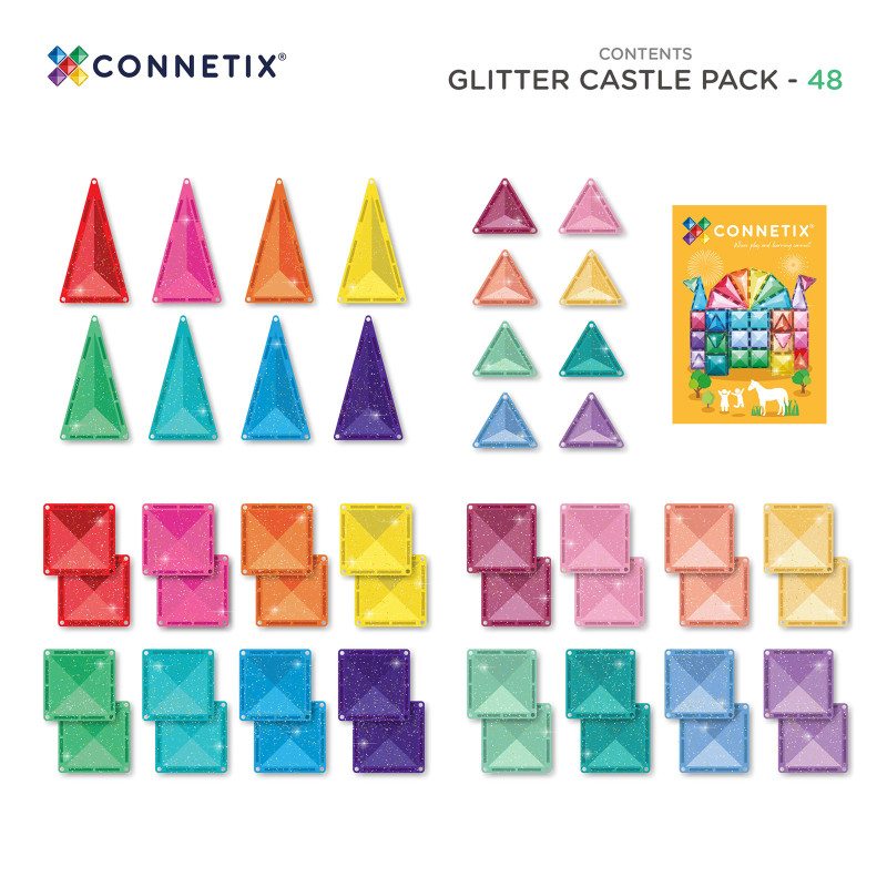 Set de construcție magnetică CONNETIX® Glitter Castle Pack 48 piese Set de construcție magnetică CONNETIX® Glitter Castle Pack 48 piese