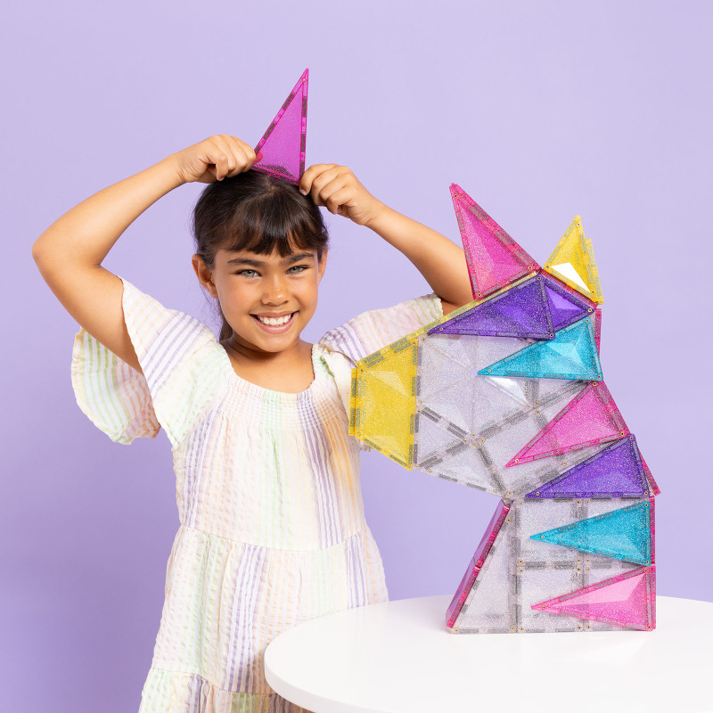 Set de construcție magnetică CONNETIX® Glitter Unicorn Pack 56 piese
