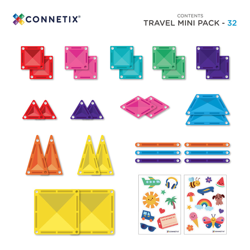 Set de construcție magnetică CONNETIX® Travel Mini Pack 32 piese