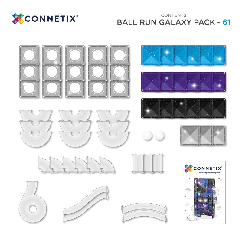 Set de construcție magnetică CONNETIX® Ball Run Galaxy Pack 61 piese