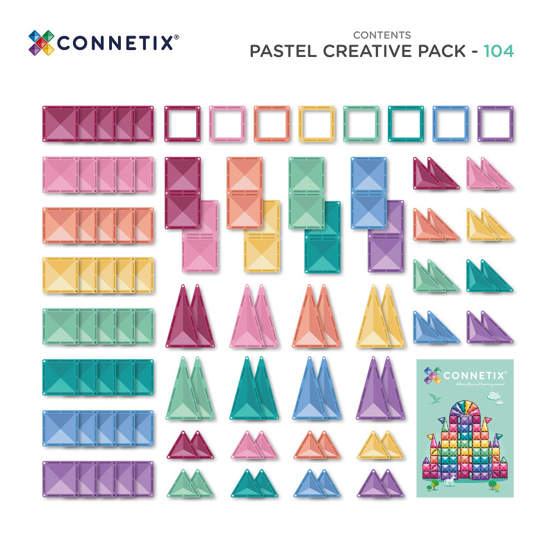 Set de construcție magnetică CONNETIX® Pastel Creative Pack 104 piese