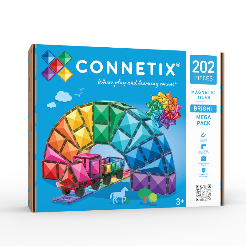 Set de construcție magnetică CONNETIX® Bright Mega Pack 202 piese
