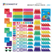 Set de construcție magnetică CONNETIX® Bright Mega Pack 202 piese