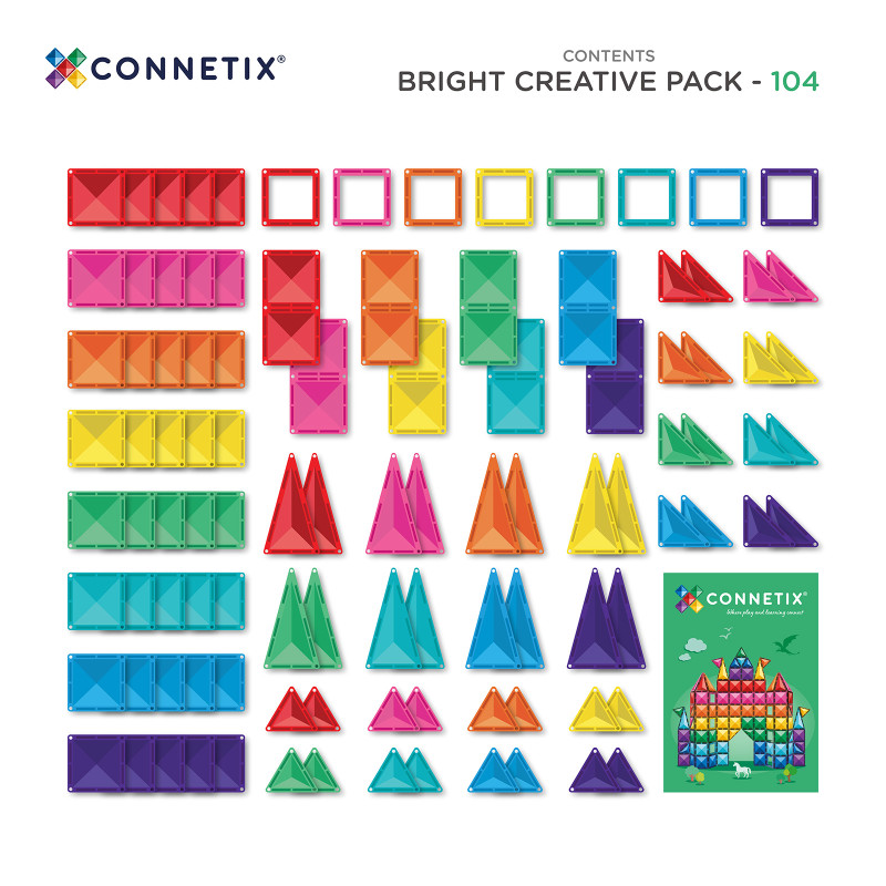 Set de construcție magnetică CONNETIX® Bright Creative Pack 104 piese
