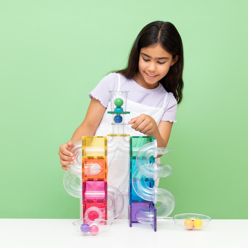 Set de construcție magnetică CONNETIX® Ball Run Bright Pack 114 piese
