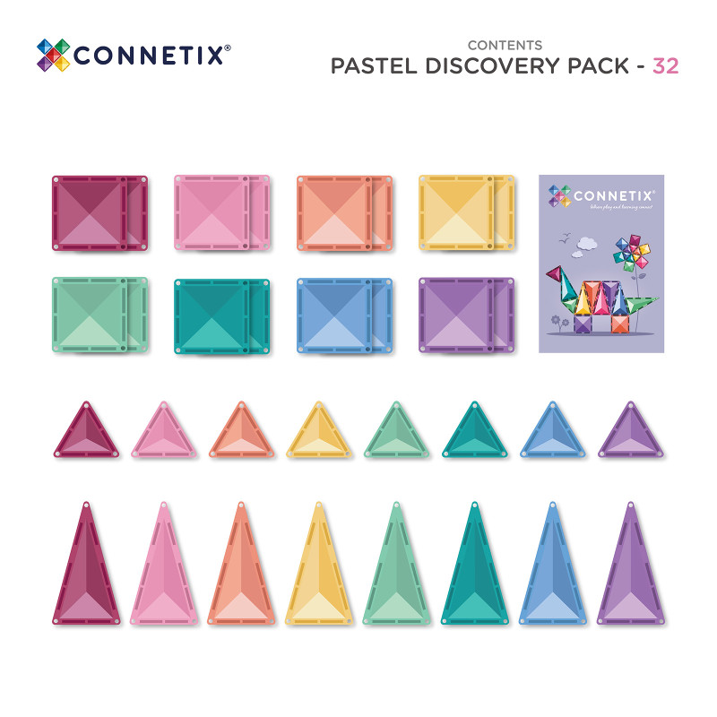 Set de construcție magnetică CONNETIX® Bright Discovery Pack 32 piese