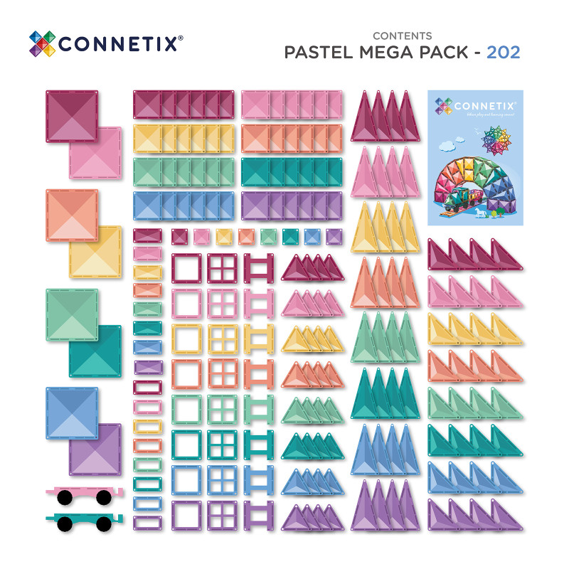 Set de construcție magnetică CONNETIX® Pastel Mega Pack 202 piese
