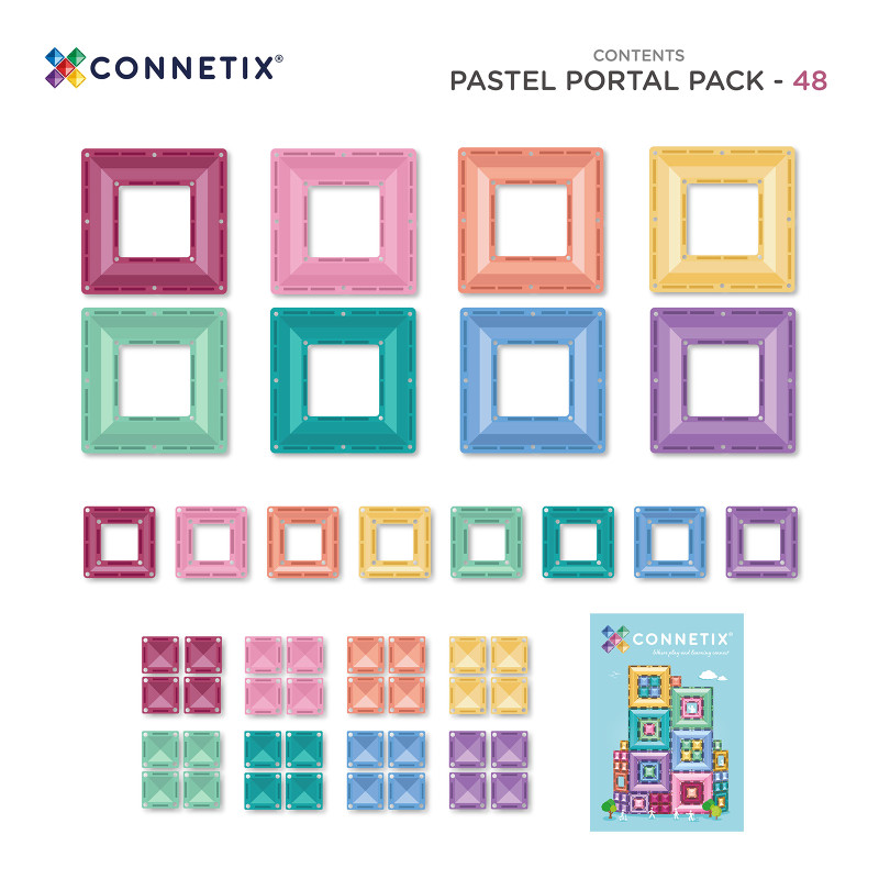 Set de construcție magnetică CONNETIX® Pastel Portal Pack 48 piese