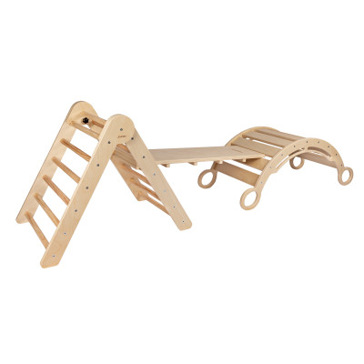 Set de cățărat Pikler "S" cu leagăn Montessori Set de cățărat Pikler "S" cu leagăn Montessori