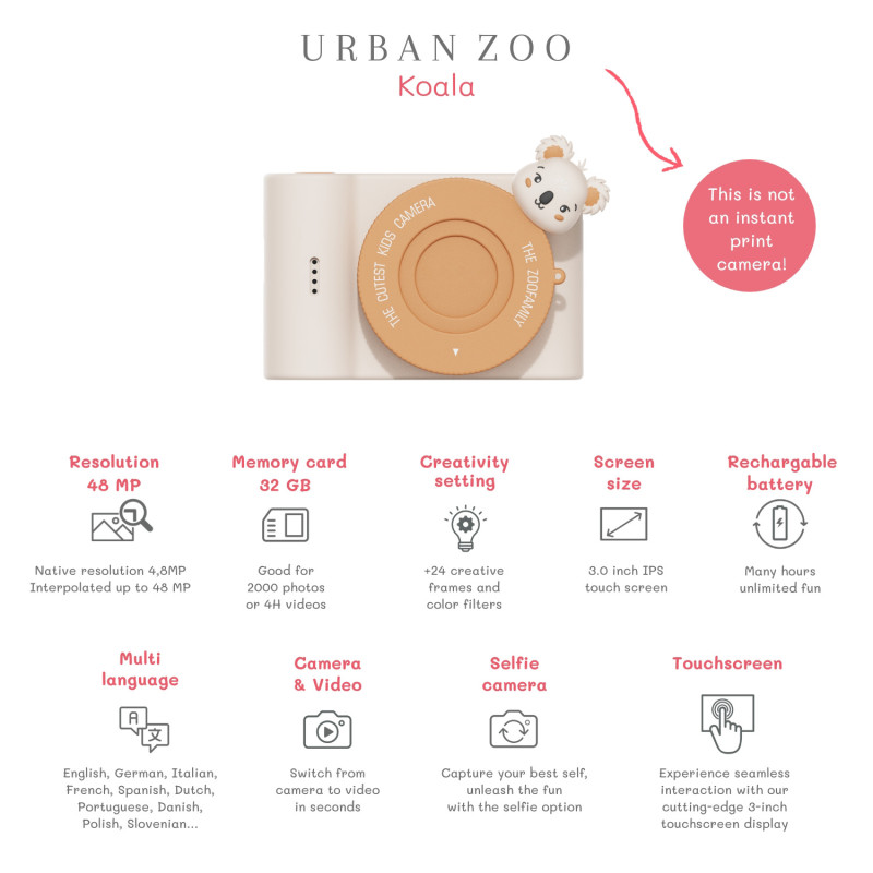 The Zoofamily UrbanZoo aparat foto digital pentru copii Koala