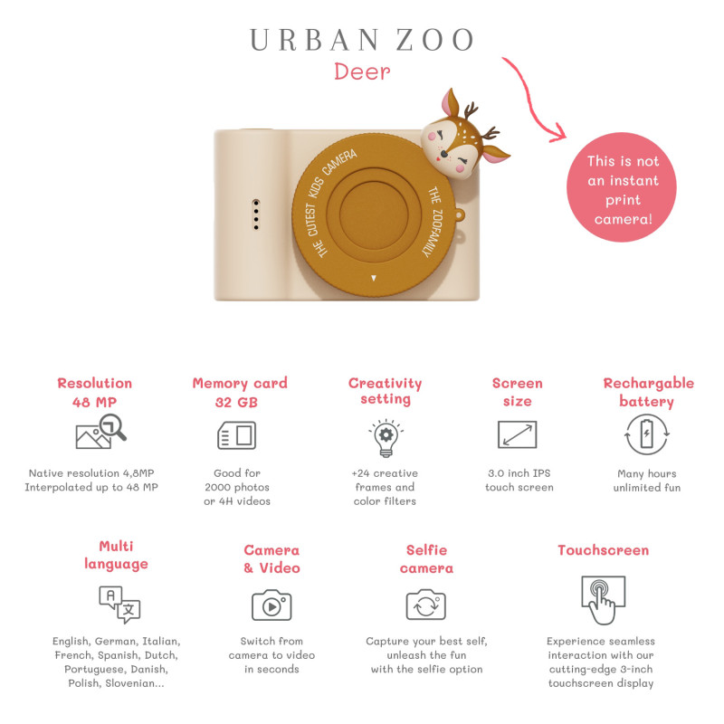 The Zoofamily UrbanZoo aparat foto digital pentru copii Căprioară