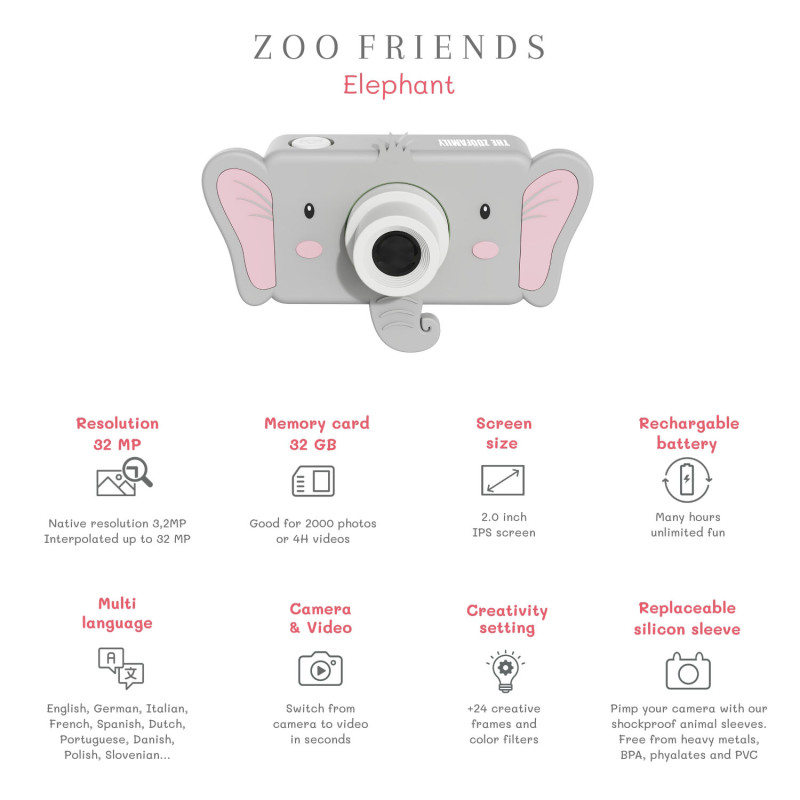 The Zoofamily aparat foto digital pentru copii elefant The Zoofamily aparat foto digital pentru copii elefant