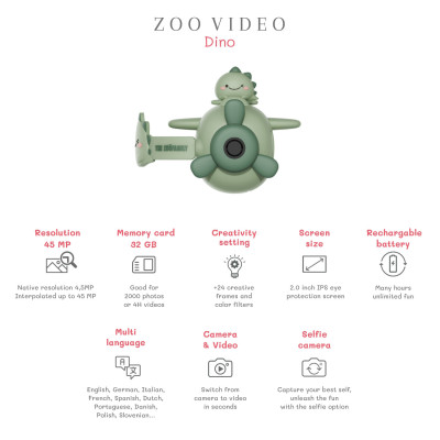 The Zoofamily Video cameră digitală pentru copii dino