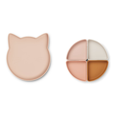 Farfurie compartimentată din silicon LIEWOOD Pisicuță Rose Farfurie compartimentată din silicon LIEWOOD Pisicuță Rose