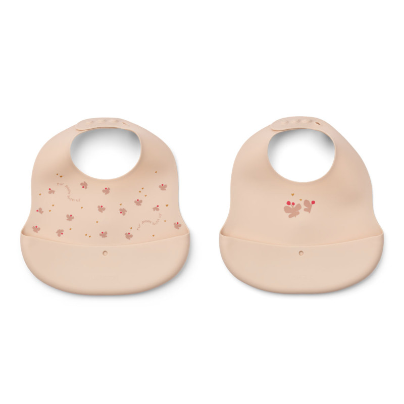 Bavete din silicon LIEWOOD Ember Mini Butterfly / Apple blossom set 2 bucăți