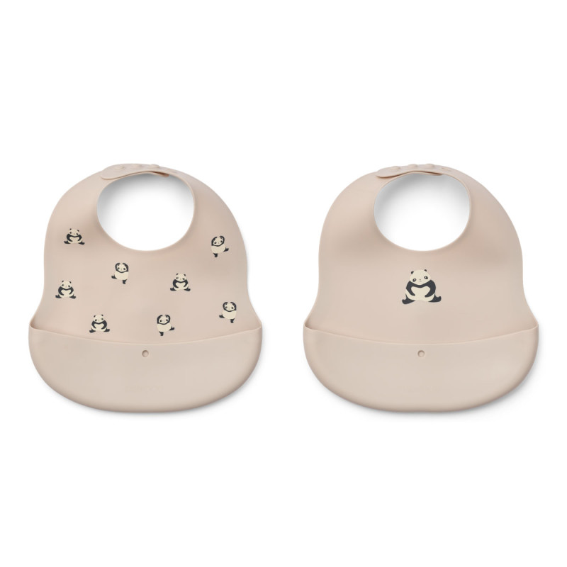 Bavete din silicon LIEWOOD Ember Panda / Sandy set 2 bucăți