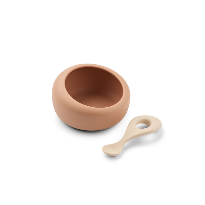 LIEWOOD bol din silicon cu linguriță Sparia Tuscany Rose / Apple Blossom