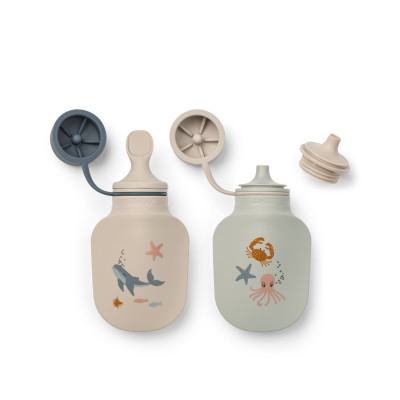 LIEWOOD sticlă din silicon pentru smoothie Lizzie set 2 Sea creature / Sandy