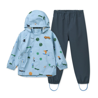 LIEWOOD set impermeabil Pedia – jachetă și pantaloni Fun / Beach blue