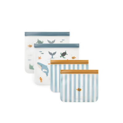 LIEWOOD pungi pentru alimente Rebus set 4 Sea creature / Sandy