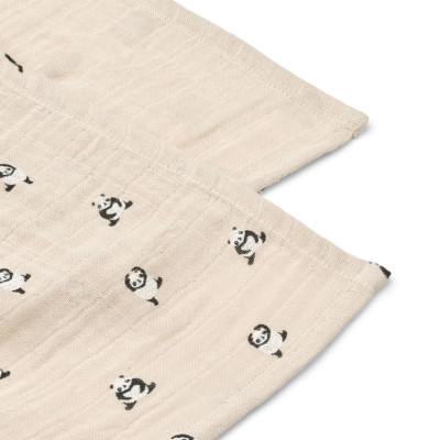 LIEWOOD scutece muselină Lewis set 2 bucăți Mini panda / Sandy mix