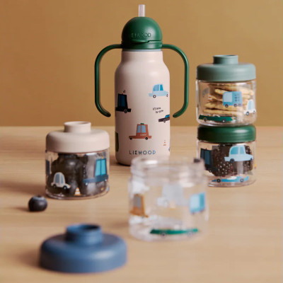 LIEWOOD Dominique recipiente din tritan pentru mâncare 100 ml set 4 Cars / Sandy