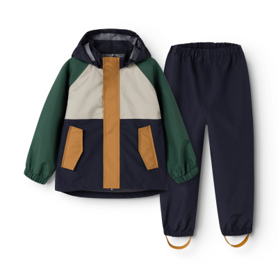 LIEWOOD set impermeabil Pedia – jachetă și pantaloni Garden green multi mix