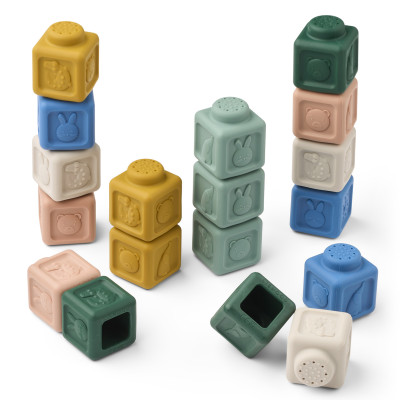 LIEWOOD VEDA Cuburi de construcție din silicon 18 piese Beach Blue Multi mix
