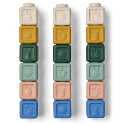 LIEWOOD VEDA Cuburi de construcție din silicon 18 piese Beach Blue Multi mix
