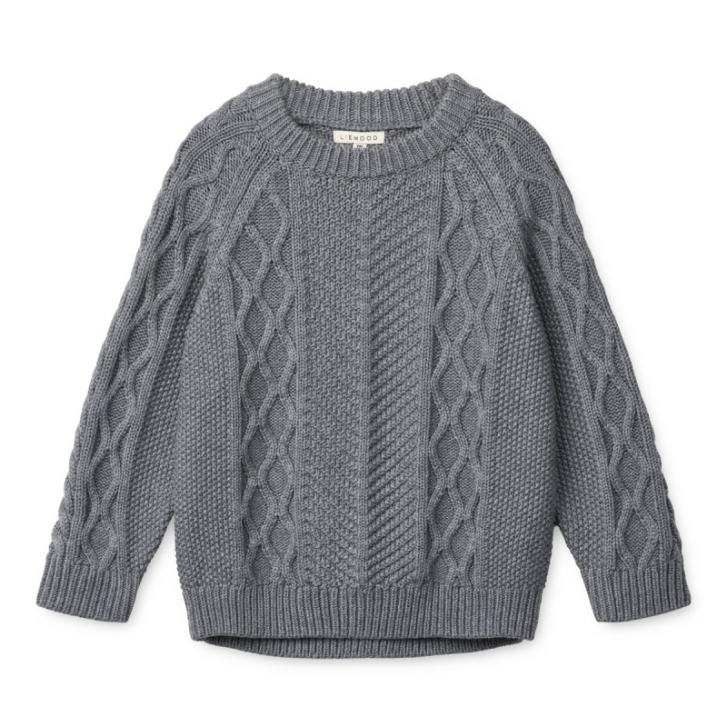 LIEWOOD ARI Pulover tricotat din bumbac pentru copii Grey melange