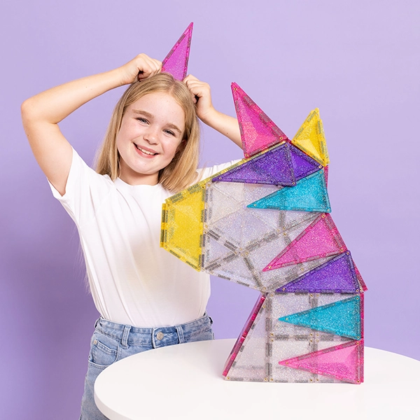 Set construcție magnetic CONNETIX® Glitter Unicorn Pack 56 piese