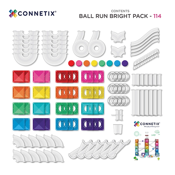 Set de construcție magnetică CONNETIX® Ball Run Bright Pack 114 piese Set de construcție magnetică CONNETIX® Ball Run Bright Pack 114 piese