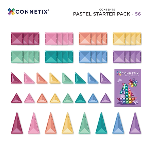 Set de construcție magnetică CONNETIX® Pastel Starter Pack 56 piese