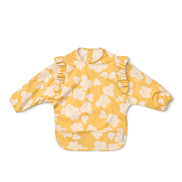 Bavetă cu mâneci LIEWOOD Merle Ruffle Flower / Lemon yellow