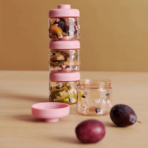 LIEWOOD Dominique recipiente din tritan pentru mâncare 100 ml set 4 Cherry heart / Rosey